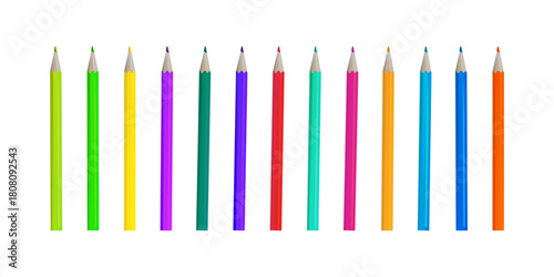 Set of 3D colored pencils realistic drawing tools back to school vibrant art supply collection for sketch paint illustration creative artwork design