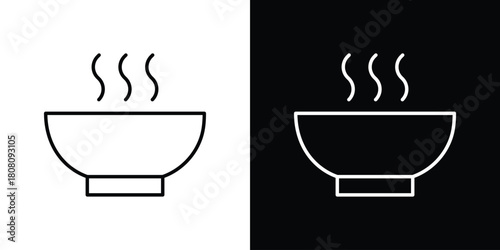 Bowl of soup icon thin line outline concept. Linear style icon. Editable stroke. Vector