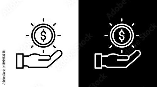 Financial Offer Outline White Icon Set Design
