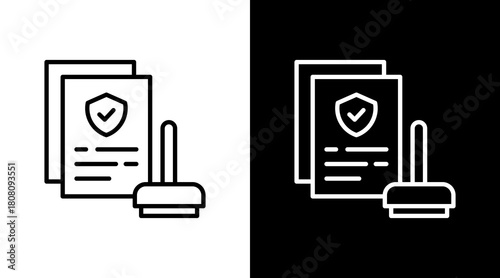 Compliance Check Outline White Icon Set Design