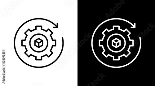 Supply Chain Outline White Icon Set Design