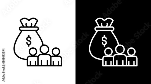 Public Budget Outline White Icon Set Design