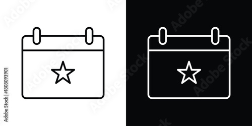 Calendar with event icon thin line outline concept. Linear style icon. Editable stroke. Vector