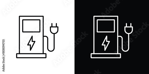 Charging station icon thin line outline concept. Linear style icon. Editable stroke. Vector