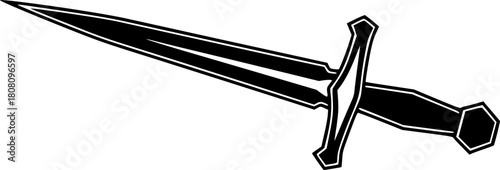 Sharp Dagger Silhouette on White Background for Dark Fantasy Illustrations
