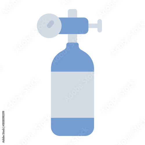 Oxygen Tank flat icon. Tank with valve. Supplies air for breathing in hospitals