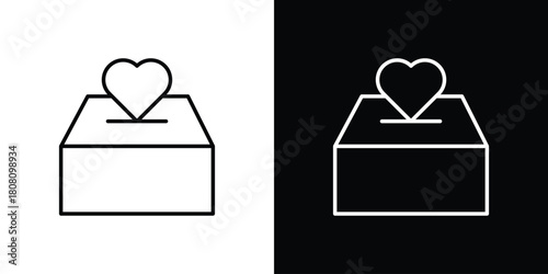 Donation box icon thin line outline concept. Linear style icon. Editable stroke. Vector