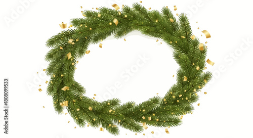 Christmas wreath illustration, a festive holiday decoration on a transparent background