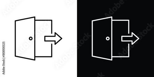 Exit icon thin line outline concept. Linear style icon. Editable stroke. Vector