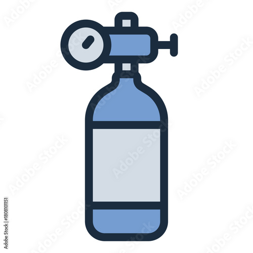 Oxygen Tank filled line icon. Tank with valve. Supplies air for breathing in hospitals