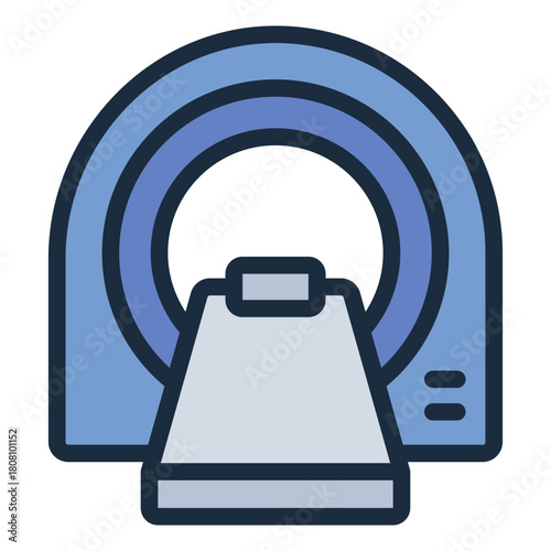 MRI filled line icon. Scanner for body imaging. In hospital diagnostics