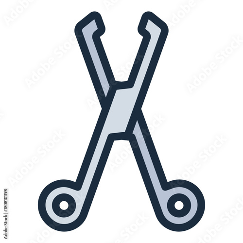 Clamps filled line icon. Grips tissue or vessels. Used in surgery and wound care