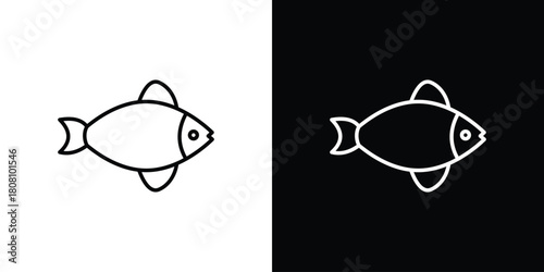 Fish icon thin line outline concept. Linear style icon. Editable stroke. Vector