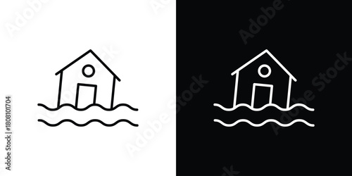 Flood icon thin line outline concept. Linear style icon. Editable stroke. Vector