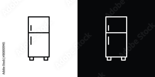 Fridge icon thin line outline concept. Linear style icon. Editable stroke. Vector