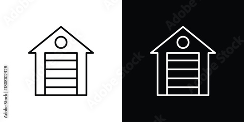 Garage icon thin line outline concept. Linear style icon. Editable stroke. Vector