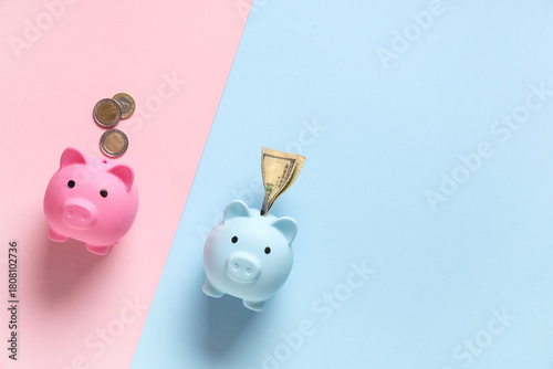 Male and female piggy banks...