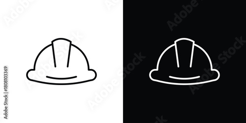 Hard hat icon thin line outline concept. Linear style icon. Editable stroke. Vector