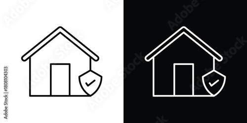 Home insurance icon thin line outline concept. Linear style icon. Editable stroke. Vector
