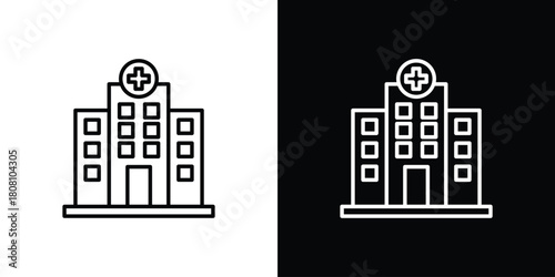 Hospital icon thin line outline concept. Linear style icon. Editable stroke. Vector