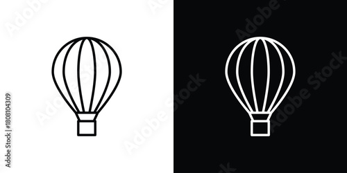 Hot air balloon icon thin line outline concept. Linear style icon. Editable stroke. Vector