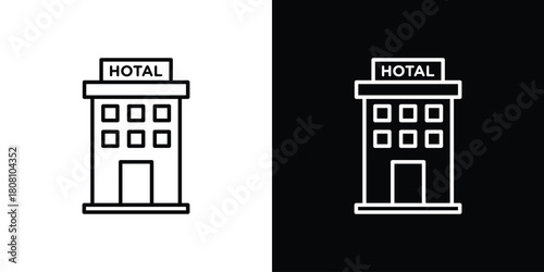 hotel icon thin line outline concept. Linear style icon. Editable stroke. Vector