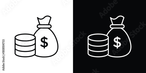 Income icon thin line outline concept. Linear style icon. Editable stroke. Vector