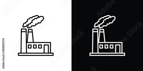 Industrial factory icon thin line outline concept. Linear style icon. Editable stroke. Vector