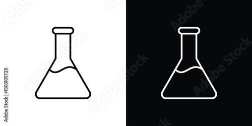 Lab flask icon thin line outline concept. Linear style icon. Editable stroke. Vector