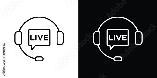 Live chat icon thin line outline concept. Linear style icon. Editable stroke. Vector