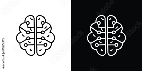 Machine learning icon thin line outline concept. Linear style icon. Editable stroke. Vector