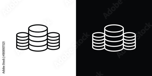 Money coin icon thin line outline concept. Linear style icon. Editable stroke. Vector