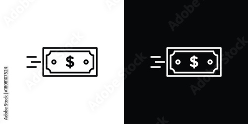 Money transfer icon thin line outline concept. Linear style icon. Editable stroke. Vector