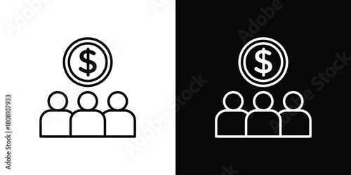 Mutual funds icon thin line outline concept. Linear style icon. Editable stroke. Vector