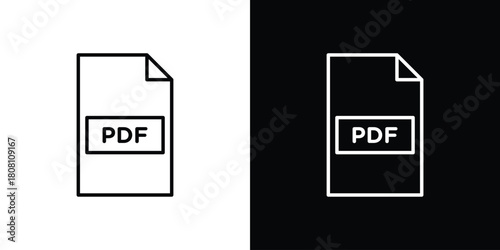 PDF file icon thin line outline concept. Linear style icon. Editable stroke. Vector