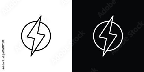 Power icon thin line outline concept. Linear style icon. Editable stroke. Vector