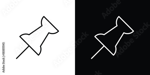 Push pin icon thin line outline concept. Linear style icon. Editable stroke. Vector