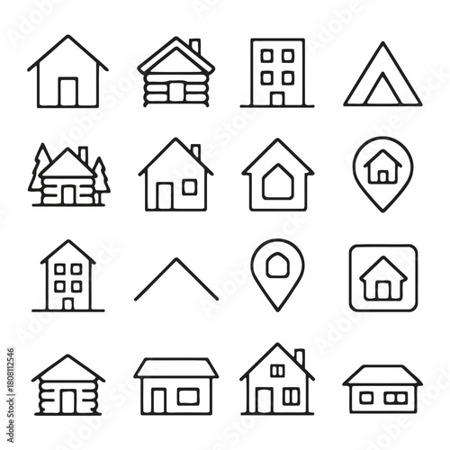 Housing Icons: An organized collection of diverse housing icons, offering a wide array of options to capture various aspects of living and architecture, useful for many usage needs.