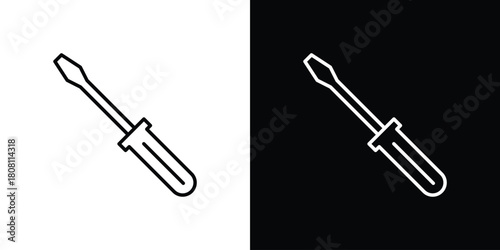 Screwdriver icon thin line outline concept. Linear style icon. Editable stroke. Vector