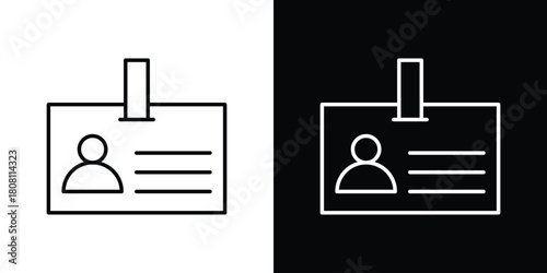 Security badge icon thin line outline concept. Linear style icon. Editable stroke. Vector