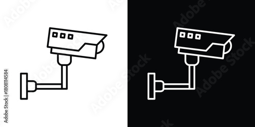 Security camera icon thin line outline concept. Linear style icon. Editable stroke. Vector