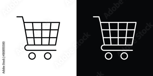 Shopping cart icon thin line outline concept. Linear style icon. Editable stroke. Vector