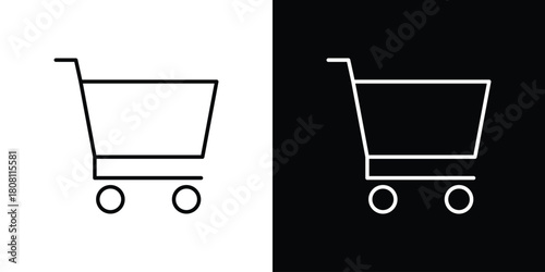 Shopping trolley icon thin line outline concept. Linear style icon. Editable stroke. Vector