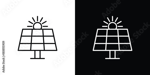 Solar panel icon thin line outline concept. Linear style icon. Editable stroke. Vector
