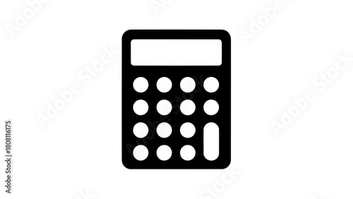 Vector illustration of black and white calculator icon for mathematical calculations and financial planning isolated on transparent background 