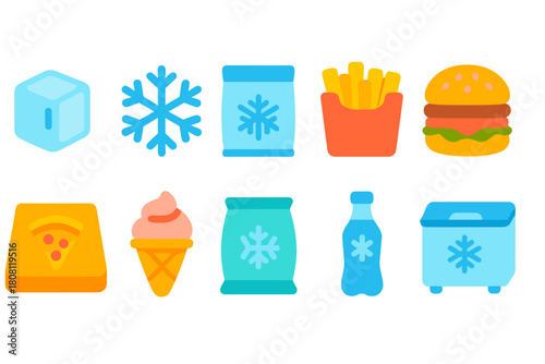 Fast food 3d icon set. Burgers, fries, pizza and snacks icons in vibrant 3d style