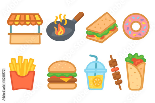 Food and beverage 3d icon set. Restaurant, café, fast food 3d icons collection