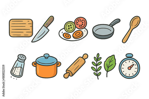 Cooking and kitchen line icon set: essentials for every culinary enthusiast