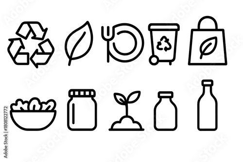 Eco-friendly, recycling line icon set. Sustainable, environment conservation line icons