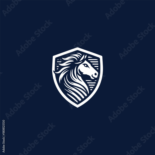 Horse shield logo vector icon illustration style